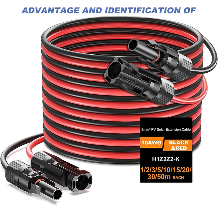 Direkt Begriefnis 10AWG Solar Extensioun Kabel 50Ft